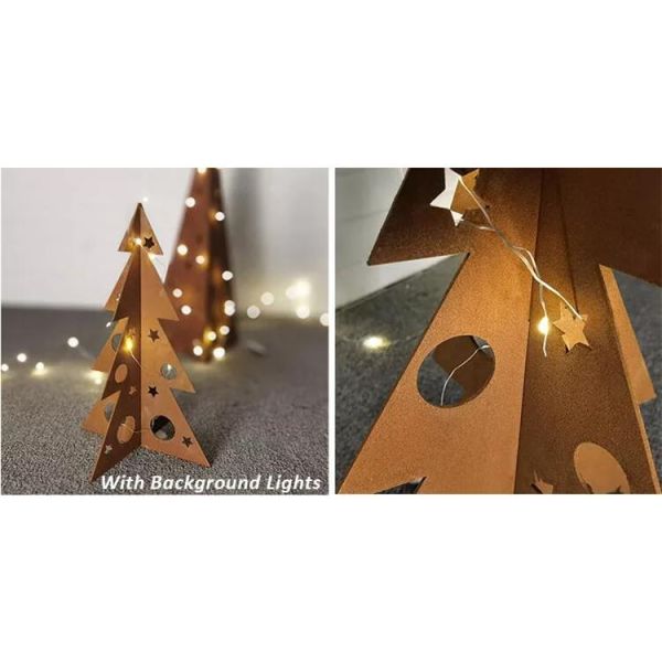 Рождественские елки металла Corten украшений сада твердые ржавые со светом СИД