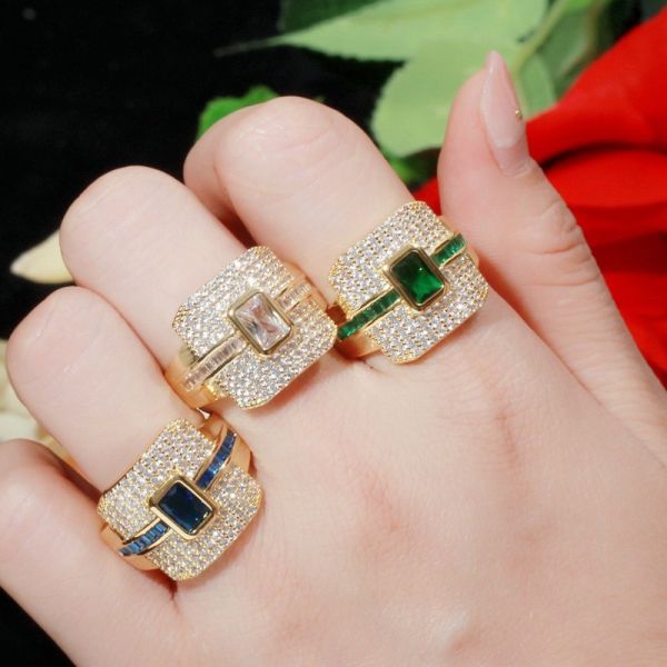 Elegant square Shaped CZ Rings Women Ring for Wedding Ring Wedding Sweet Design Jewelry Valentine's Day Love Ring