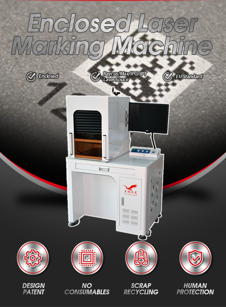 Закрытый гравировальный станок лазера волокна Raycus логотипа для ювелирных изделий кольца меди серебра золота