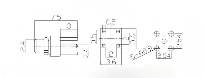 MMCX-JE 50Ω PCB Mount RF Coaxial Connector Up To 6GHz
