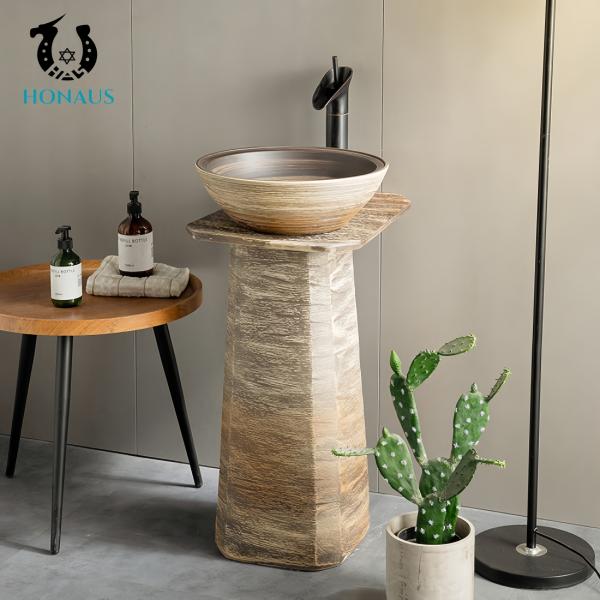 Indoor Outdoor Full Pedestal Wash Basin  Ceramic Retro Design