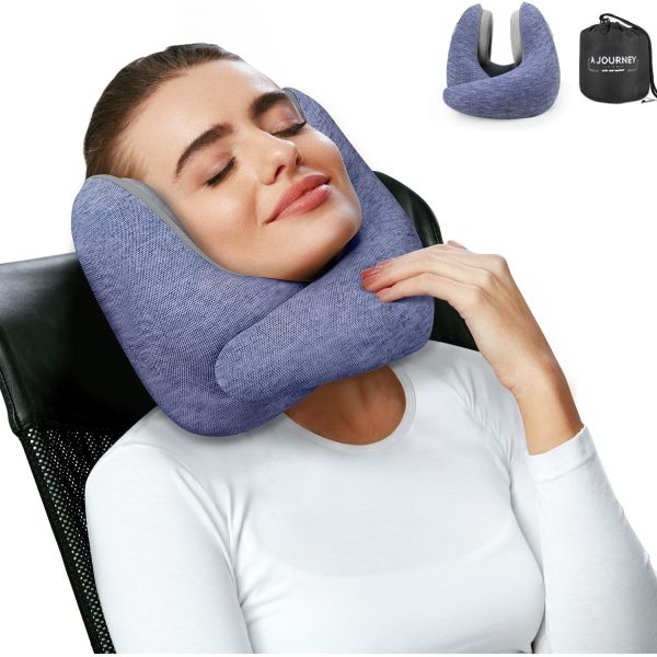 Comfortable Airplane Travel Memory Foam Neck Pillow with Noise Canceling Earmuffs