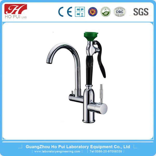 Economical Steel Lab Casework Combined Eye Washer Grey Color Pull Rod