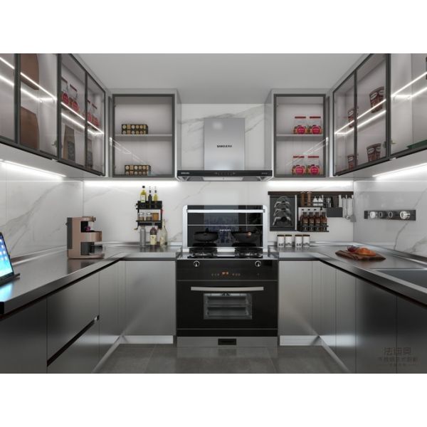 Effortless Cooking With Fadior Modern Elegance U-Shaped Original Stainless Steel Kitchen Cabient