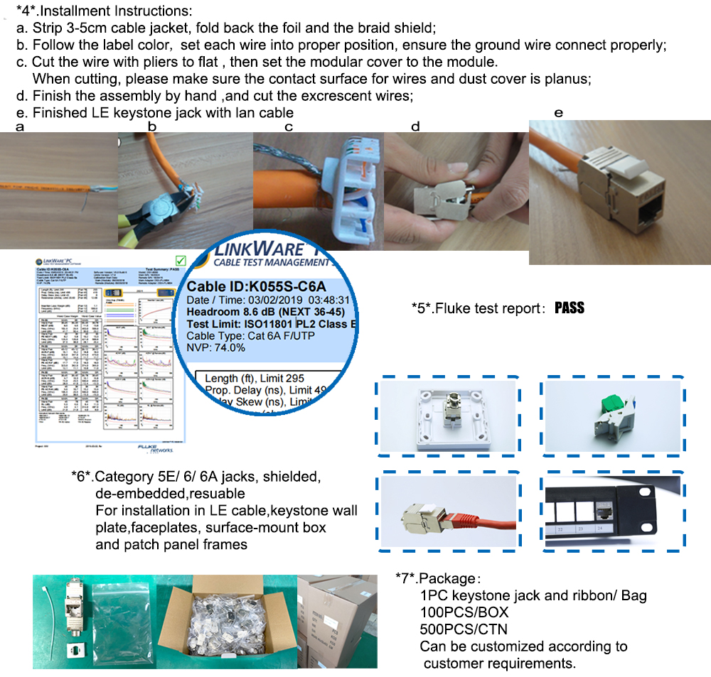 Сеть Keystone Джек Cat5e Cat6 Cat6a Utp Rj45 180