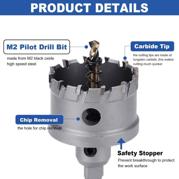 45mm TCT Boring Bit | High-Tension Ejection and 10mm Triangular Shank for Commercial MEP