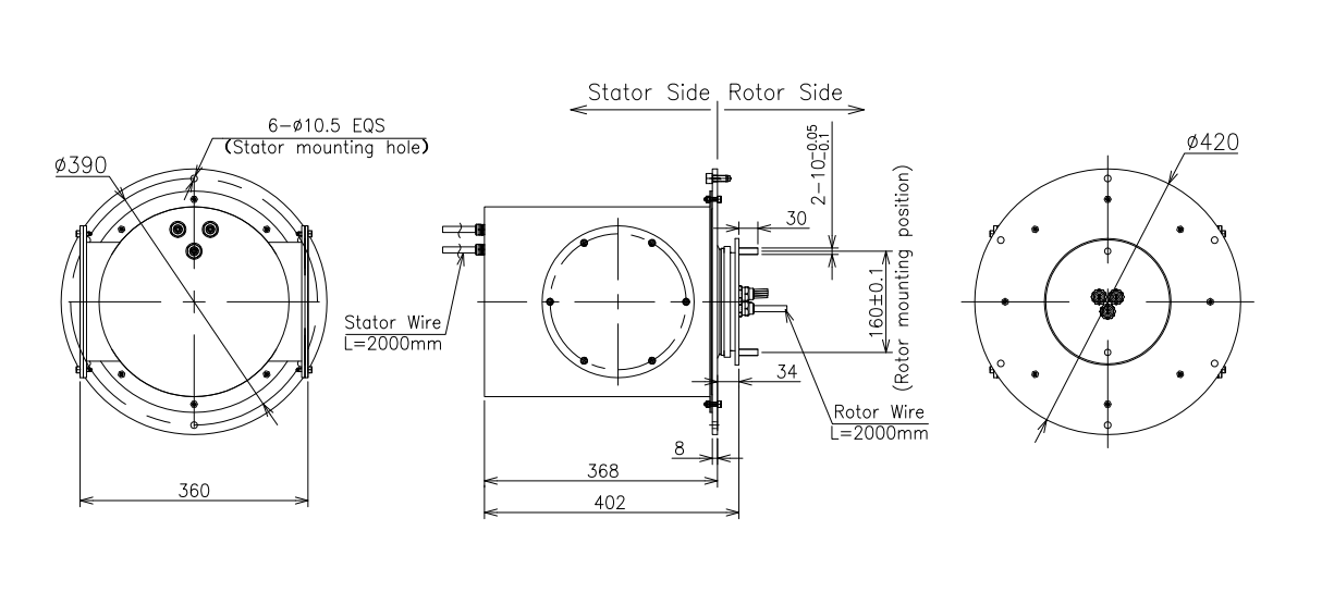 Stainless Steel 316 High Current Slip Ring 4000VAC 50A