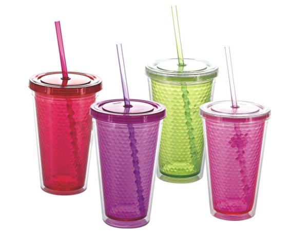 16oz diamond double wall plastic water bottle with straw customization eco-friendly