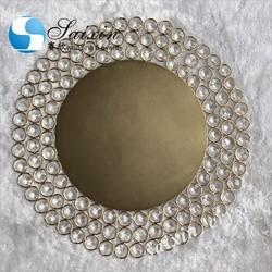 Placas de carregamento de vidro de ouro com contas Cristal de casamento 12 polegadas