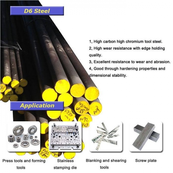 AISI D6 / DIN 1.2436 Tool Steel Bar Round Shape Dia 20 - 1000mm Below 16 Meter Length