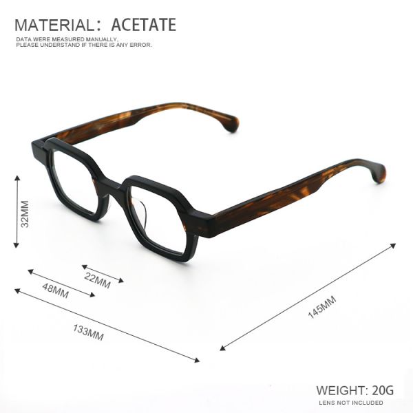 Ретро мода Личность Ацетатные оптические очки Рама унисекс MR 98022
