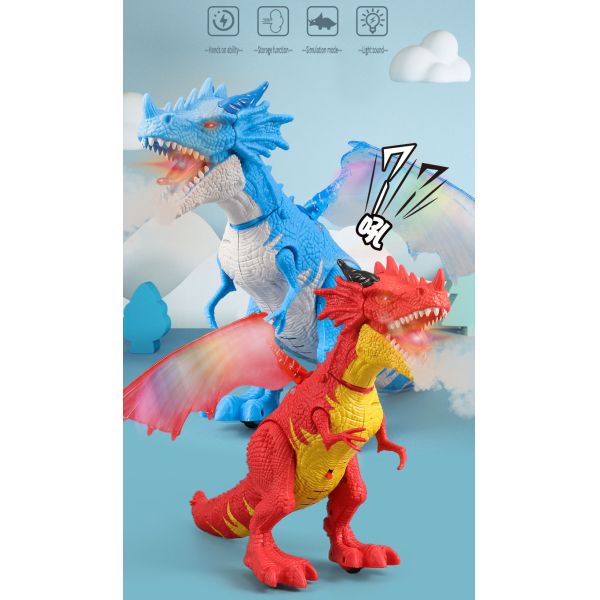 PVC Children'S Electric Spray Toy Flying Dragon With Light And Sound Spray Walking Dinosaur Model Toy