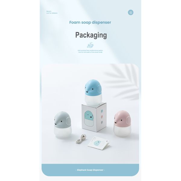300ml Rechargeable Smart Dispenser Automatic Electric Hand Soap Dispenser Cute Animal Elephant Design Bathroom Kitchen