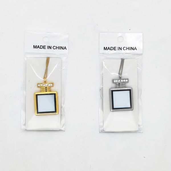 Creative Double Sided Printing Perfume Bottle Sublimation Necklace Blanks Gold And Silver Color