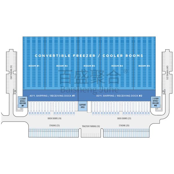 Хранилище холодов логистического склада с сетчатой структурой длинного протяжения и дизайном AutoCAD