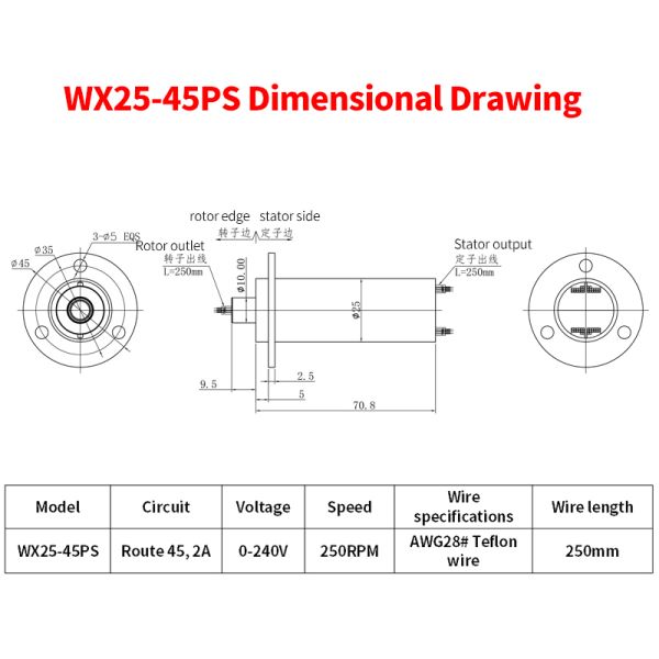 45-channel 2A Cap-Type Slip Ring with Gold-to-Gold Contact and 25mm Outer Diameter