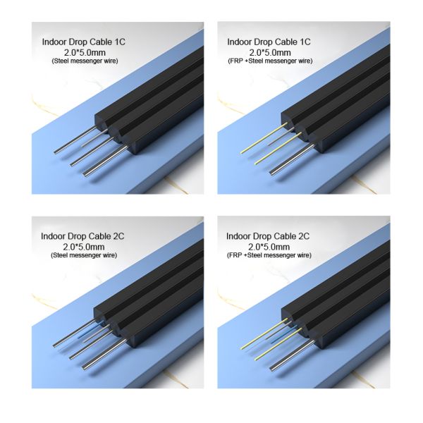 диаграмма 8 чернота 1Core крытая FTTH провода стали кабеля падения G657A2 LSZH FRP KFRP GFRP