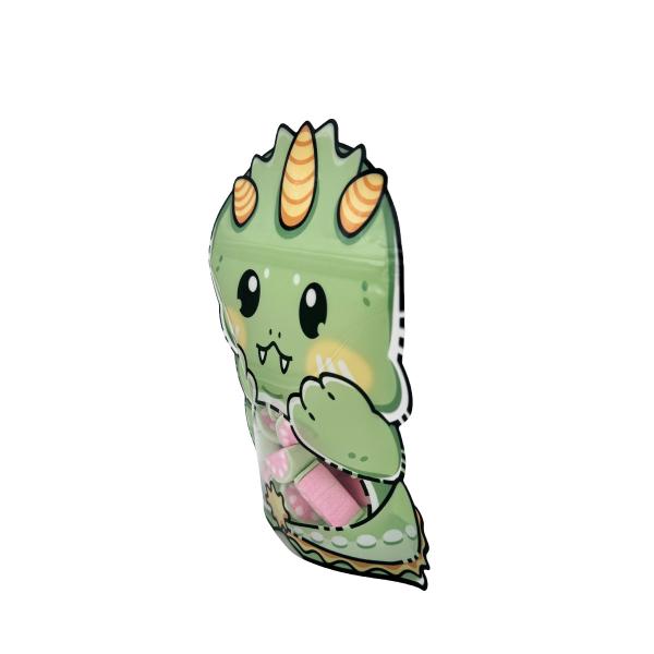 Custom Dinosaur Dragon Shape Cut Stand Up Resealable Bags with Window and Zipper for Food Storage Packaging
