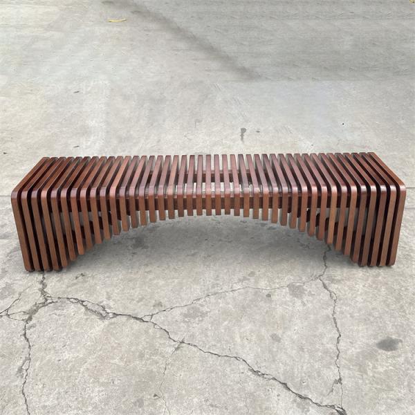 Sliced WPC Outdoor Metal Bench Begonia Wooden Waiting Room Benches