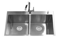 Évier de cuisine fait main universel en acier inoxydable 2 bassin égal profondeur 210 mm