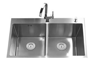 Stainless Steel Universal Handmade Kitchen Sink 2 Equal Basin 210mm Depth
