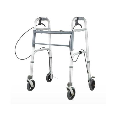 NPKL2210 Adult Dual Button Aluminum Folding Rollator Walker with 5 wheels and hand brake