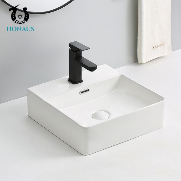 600*370*140mm Rectangular Countertop Sink Semi Recessed Countertop Basin