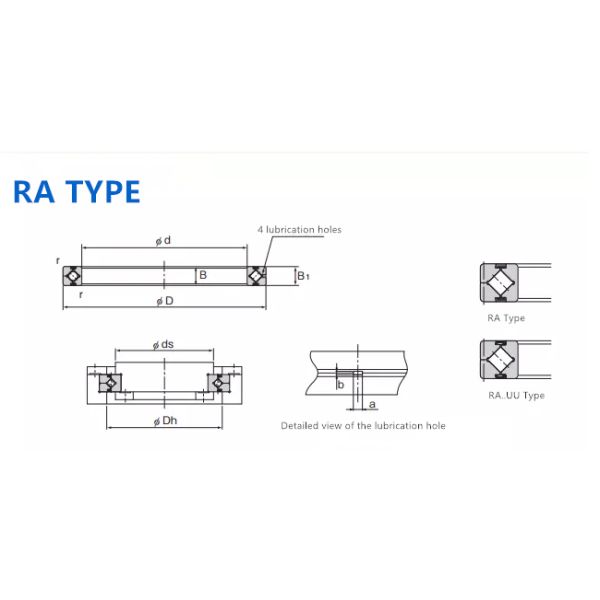 Thin Wall RA6008UU Cylindrical Roller Bearing Cross Roller Slewing Bearing