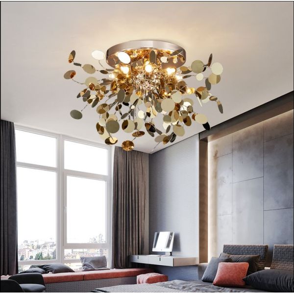 Modern Hotel Project Customized Decorative High Ceiling Luxury Stainless Steel Ceiling Lamp