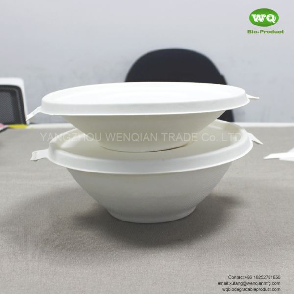 100% Eco-friendly Bleached Sugarcane Bowl With Lid - Sustainable, Leak Proof,water and Oil resistant Soup Bowl with Lid