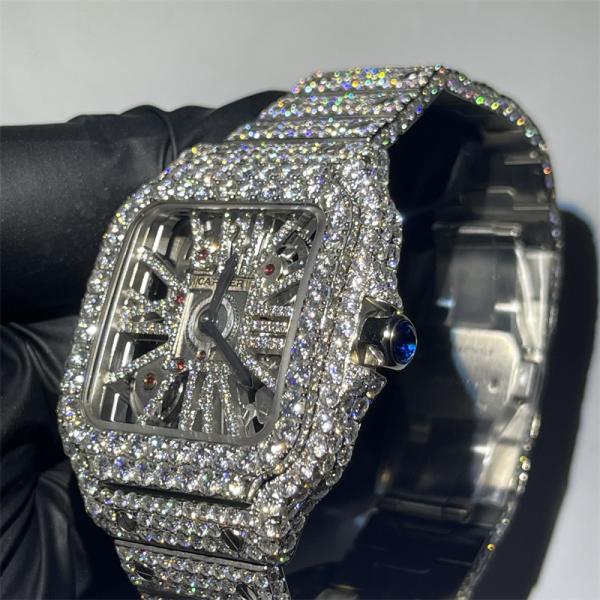 Relógio de diamante de joias VVS 41 mm 29 quilates esqueleto relógio de diamante