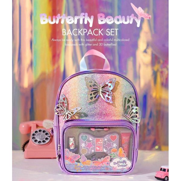 OEM ODM Childrens Washable Make Up Set With Cute Butterfly Backpack