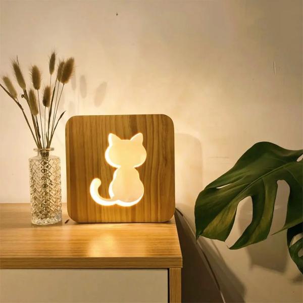 Wooden Carving Night Light For Bedroom Decoration, Valentine's Day for Women Girls Boys Kids