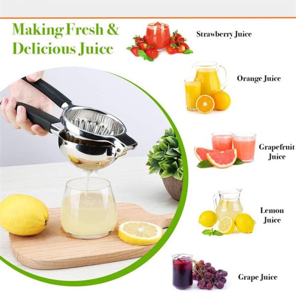 340G Lemon Citrus Press Juicer with Stainless Steel Construction and Soft Silicone Handle