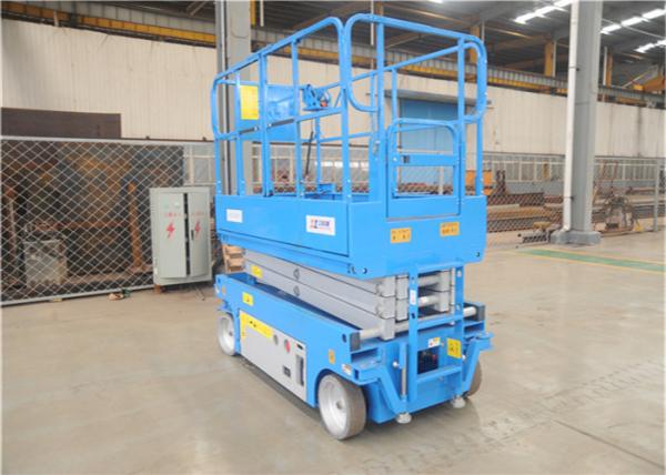 AC Power Rough Terrain Scissor Lift Anti Slip Steel Plate Safety Operation