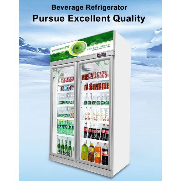 Two Glass Doors Upper Unit Beverage Refrigerated Storage Display Freezer