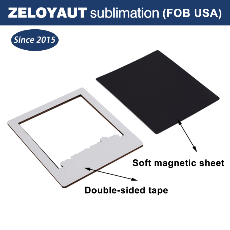 ZELOYAUT Customizable 95*95mm MDF Photo Frame Blanks Sublimation Heat Press Wood Magnets for Fridge Decoration Sublimation Wood