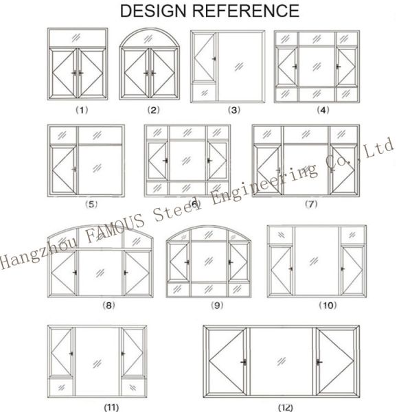 Французское панорамное окно окна со стеклом алюминиевой рамки прозрачным закаленным