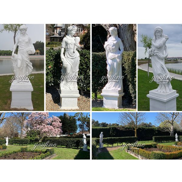 Custom Elegant Hand Carved Four Season Goddesses Marble Statue Sculpture