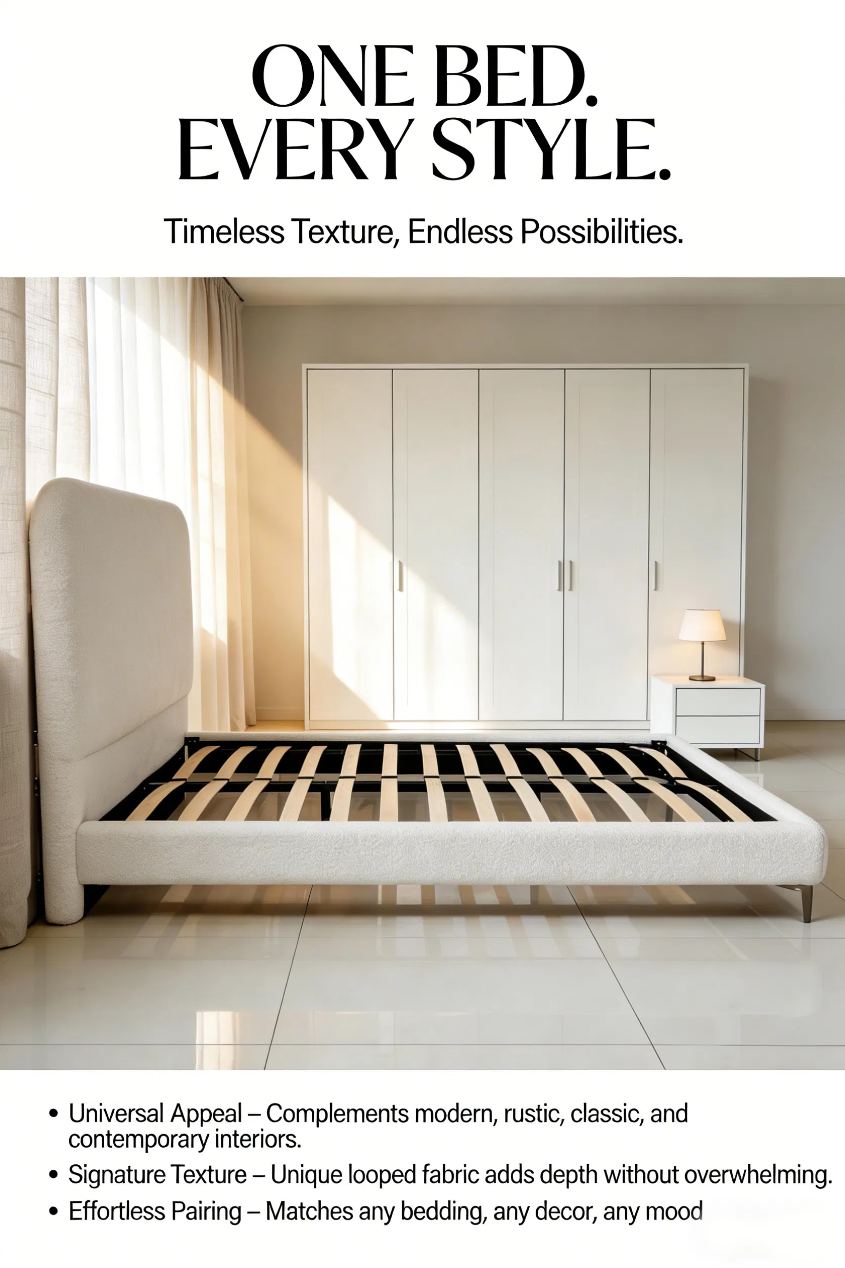 Reliable Fluffy Upholstered Bed Maintains Its Shape and Comfort Over Years of Use