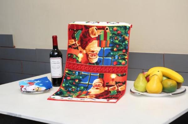 Superfine Fiber Christmas Tea Towels Reactive Printed With Square Shape