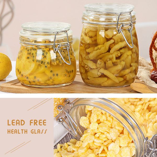 Transparent Empty Glass Jam Jar Airtight Easy To Wash Thick Material Round Shape
