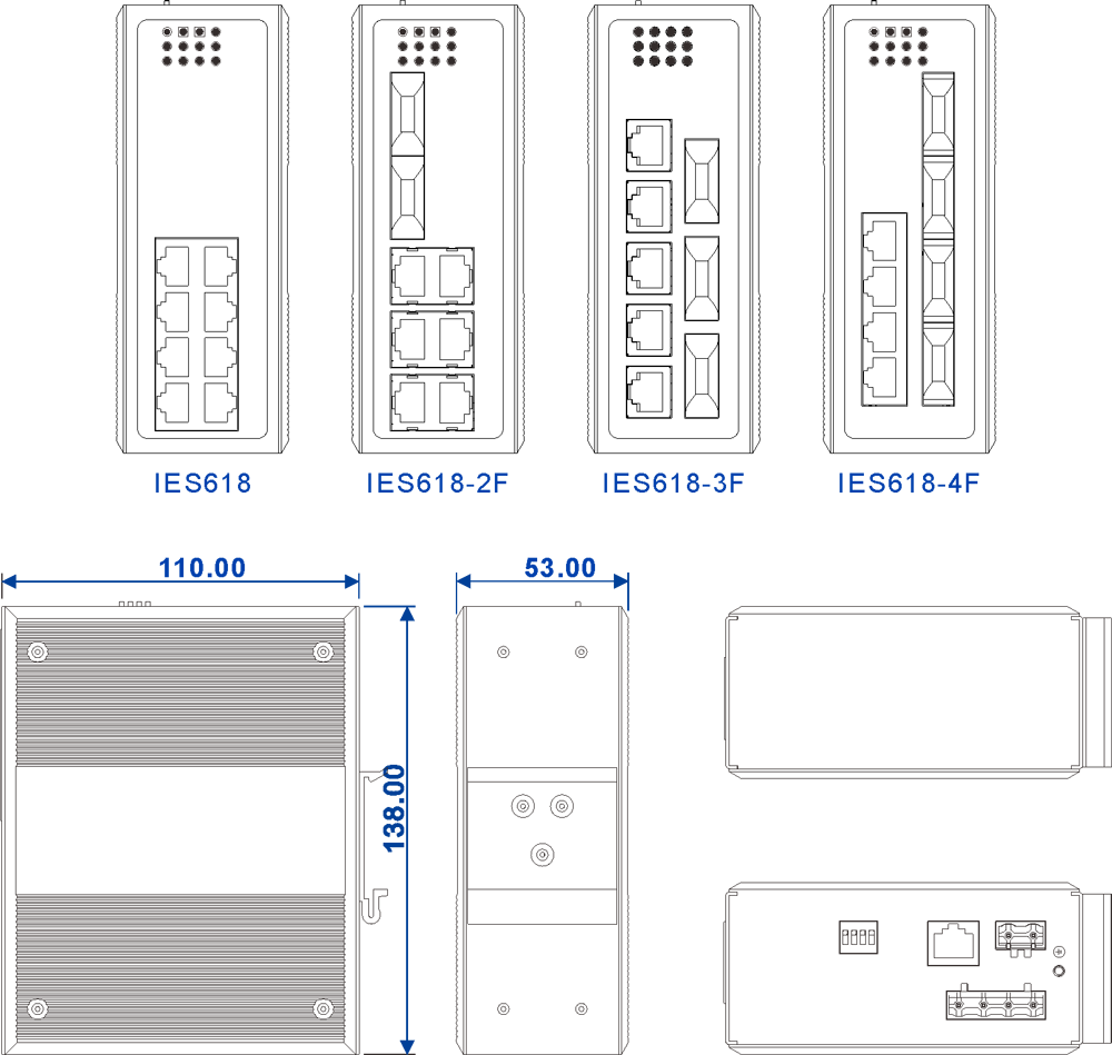 IP40 Waterproof Industrial Ethernet Switch With 8 Ethernet Ports FCC Certificated