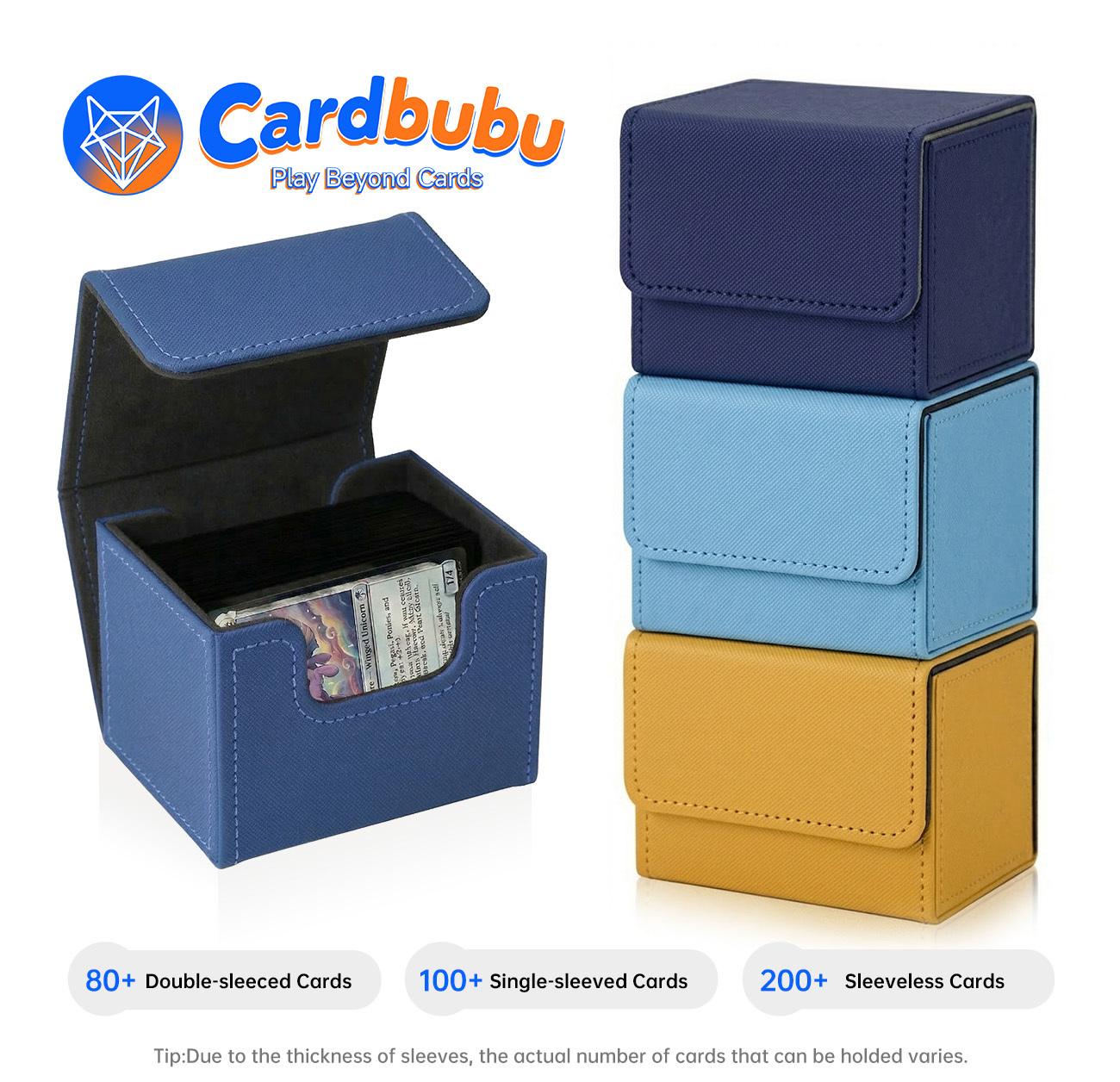 Custom PU Leather YuGiOh Deck Box Blue Storage MTG Commander Deck Box