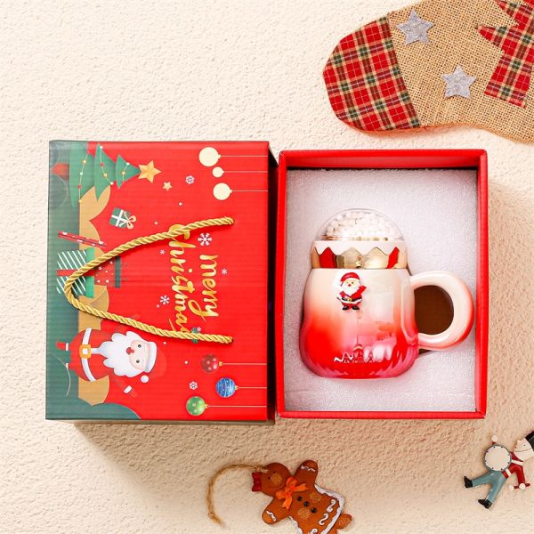 Gradient Color Christmas Ceramic Gift Boxed Mugs 2024 Delicacy Design 6.8cm*11cm 2 Colors