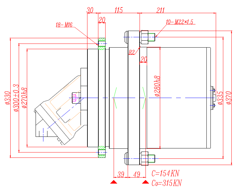 Редуктор планетарной коробки передач для привода колес 18000Nm