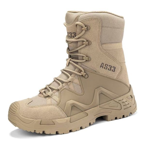 Mens Tactical Work Boots Black Yellow Hiking Camping Boots