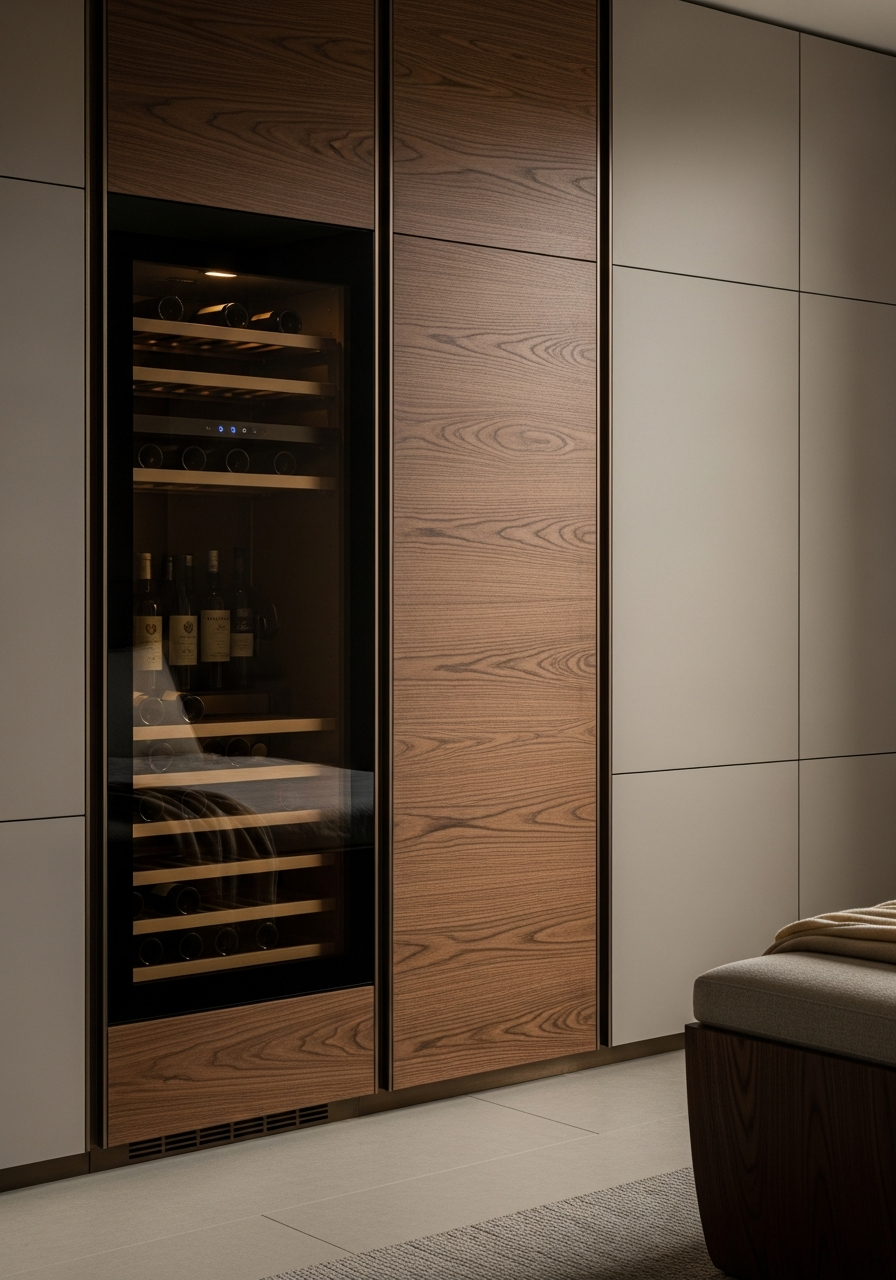Walnut Grain Climate-Controlled Wine & Pantry Vault in 304 Stainless Steel