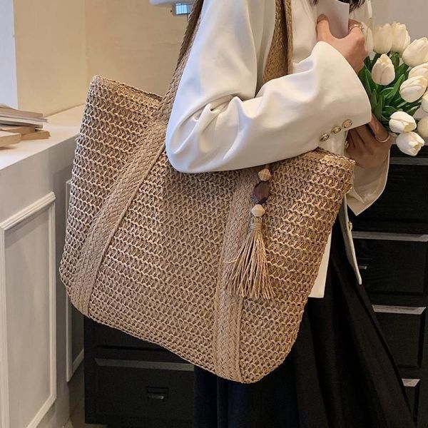 Straw Bags for Women Summer Beach Woven Tote Hobo Handbag Casual Straw Shoulder Bags for Travel Vocation