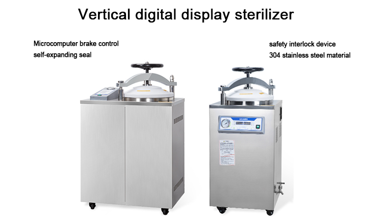 Liquid Crystal Digital Display Vertical Sterilizer Pre Vacuum Disinfection Cabinet